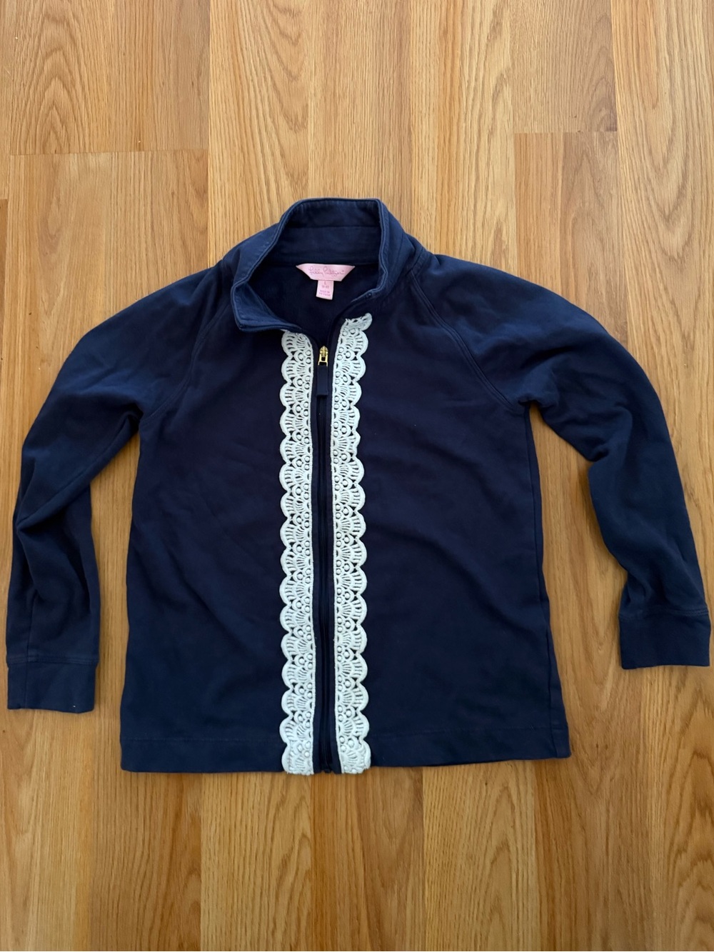 Girls Lilly Pulitzer Navy Jacket with White Lace Trim 8-10